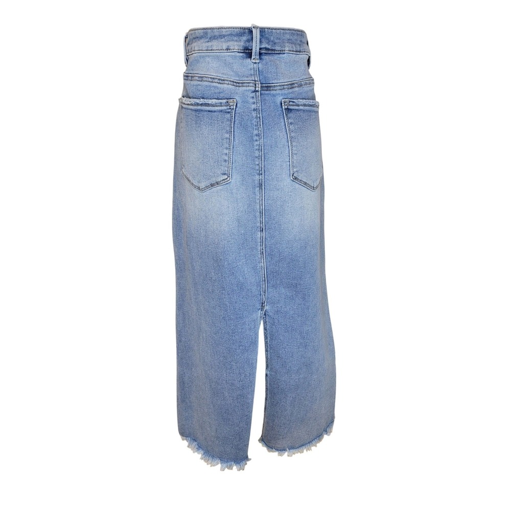 Risen Denim Pencil Midi Skirt Large Coastal Cowgirl Western Boho Jean Skirt - Picture 9 of 9